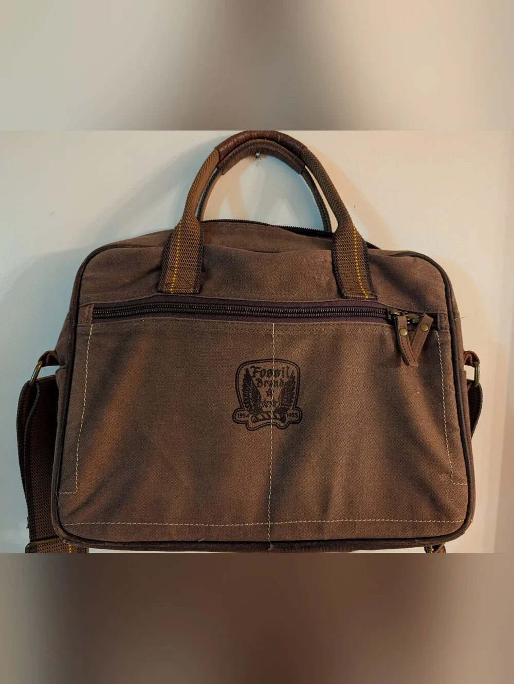 Fossil Brand Canvas Laptop Work Bag Brown 🟤